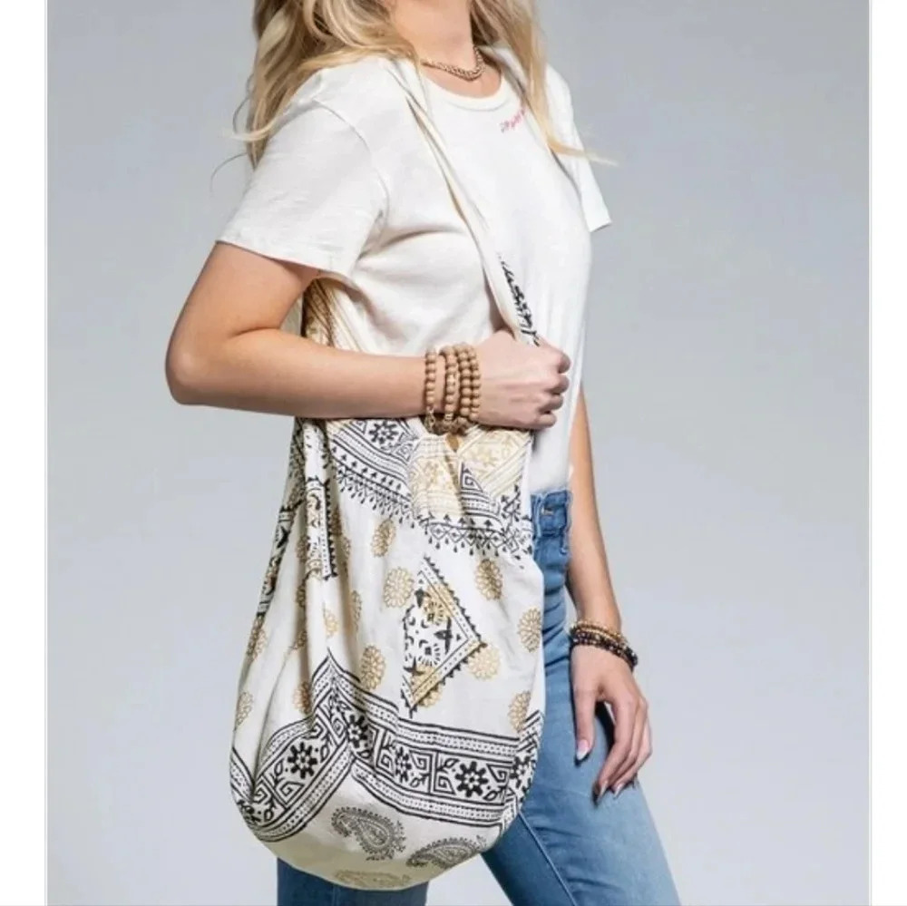 Boho Handblock Print Sling Shoulder Bag New